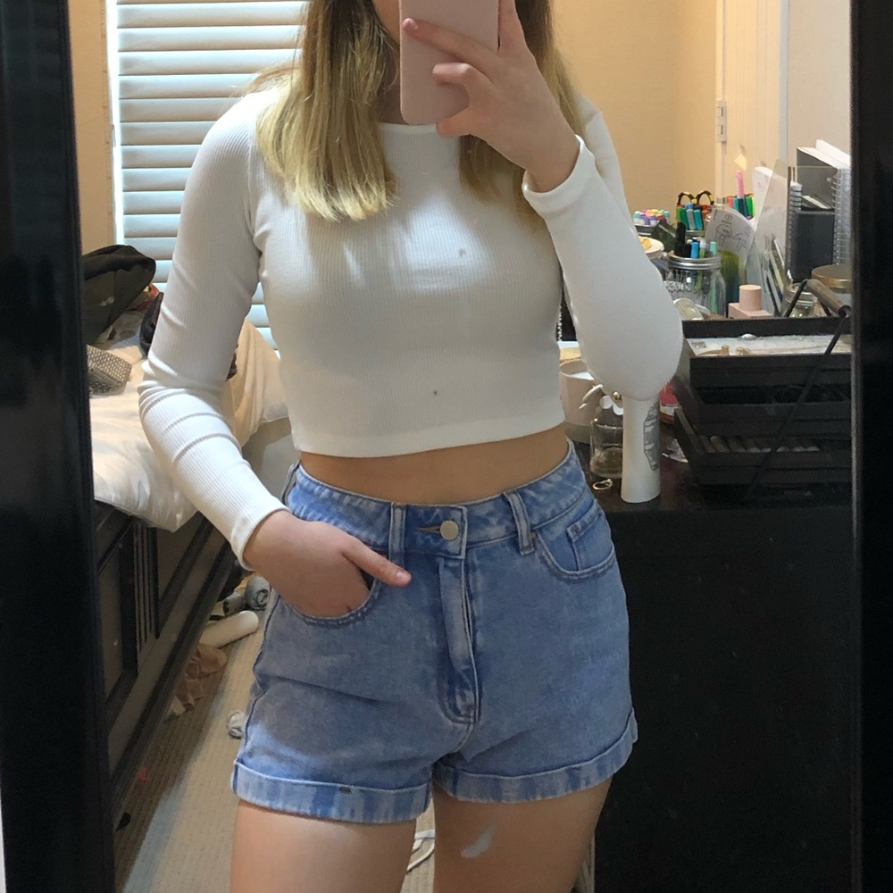 Light blue mom shorts